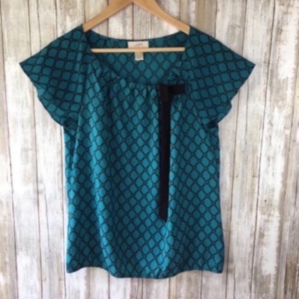 Loft Turquoise Tie Neck Blouse